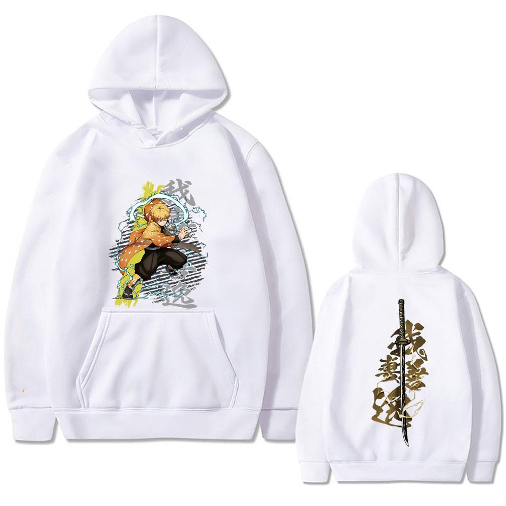 Japanese Anime Demon Slayer Zenitsu Print Hoodie Men Women Harajuku Hoodies Fall Winter Long Sleeves Fleece Hooded