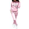 2 Pcs/Set Lady Tracksuit Heart Print Thick Warm Breathable Solid Color Hoodie Suit for Daily Wear