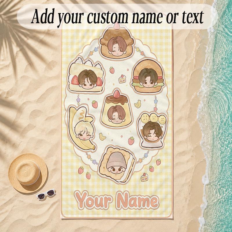 Beach TowelENHYPEN Custom Name Text Personalized Soft Towel for Beach Pool Indoor Home Decor Gift