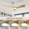 Sofucor 132 cm Ceiling Fan with LED Light, Remote Control, DC Power Supply, Timer, Solid Wood, 2 Colors Available