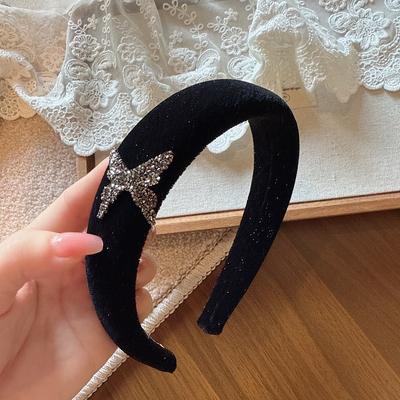 Элегантная бархатная повязка на голову с бантом, полностью расшитая бисером, «Звездная ночь», ретро-повязка для женщин, высокое качество, ободок для волос
