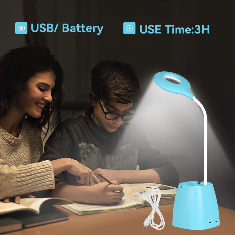 Canmeijia Светодиодная настольная лампа USB с бесступенчатым затемнением, перезаряжаемая складная лампа для чтения для студентов, держатель для телефона, лампа USB, ночник