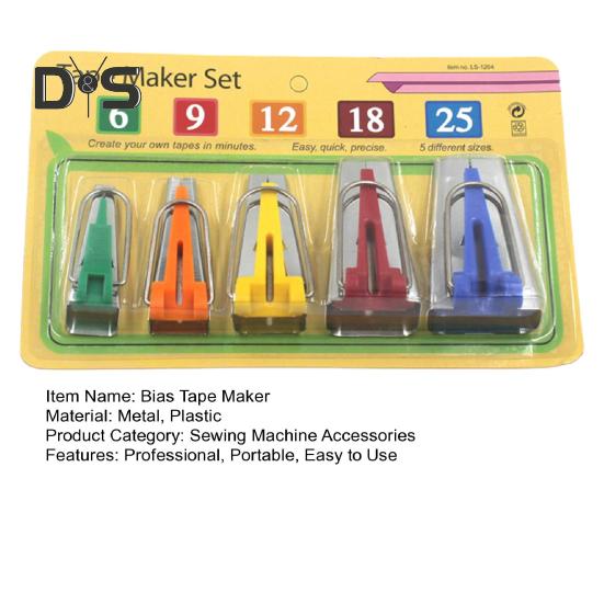 3/4/5Pcs Bias Tape Maker 6/9/12/18/25MM 5 Sizes Bias Binding Tape Making Tool Portable Professional DIY Fabric Quilting Sewing Accessories