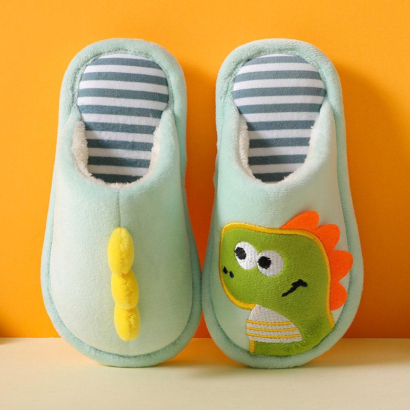 Children Cartoon Dinosaur Cotton Slipper Soft Autumn Winter Warm Princess Baby Boy Girl Indoor Home Bedroom Warm Cotton Shoes