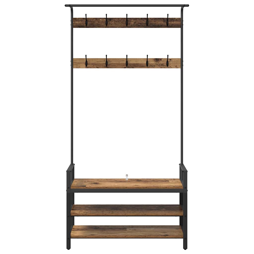 Coat Stand with Reclaimed Wood Finish 95 x 34 x 184 cm Engineered Wood