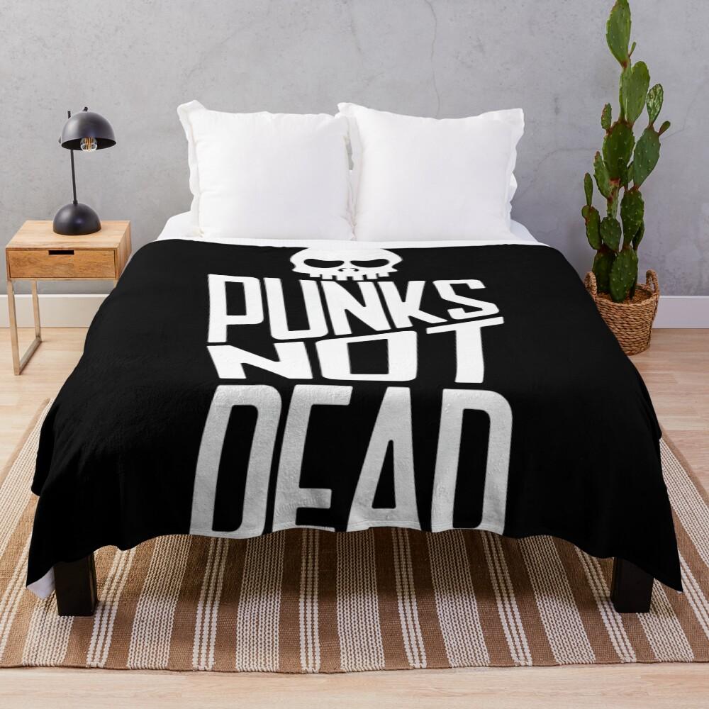 Mens Punks Not Dead Skeleton Music Skull Aesthetic Subculture Performance Throw Blanket