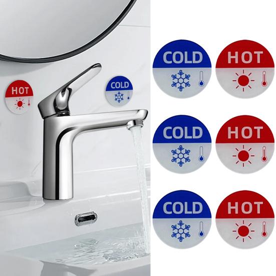 6 шт. самоклеящиеся наклейки для горячих и холодных знаков, удобные для детей круглые водонепроницаемые акриловые этикетки, знаки для предотвращения ожогов, термометр, напоминание о узоре