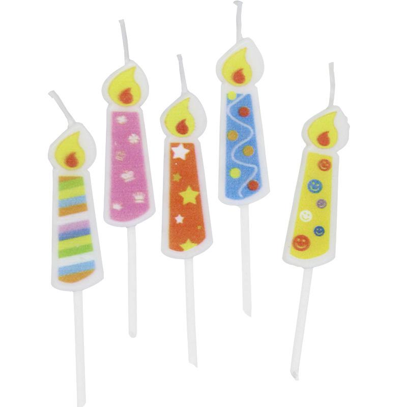 New Ins Printed Flame Romantic Retro Color 5 PVC Box Simulated Flame Shape Cake Candle