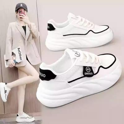 2024 Новые летние сетчатые маленькие белые туфли женские взрывные оригинальные туфли на платформе, студенческие универсальные повседневные спортивные кеды для скейтборда