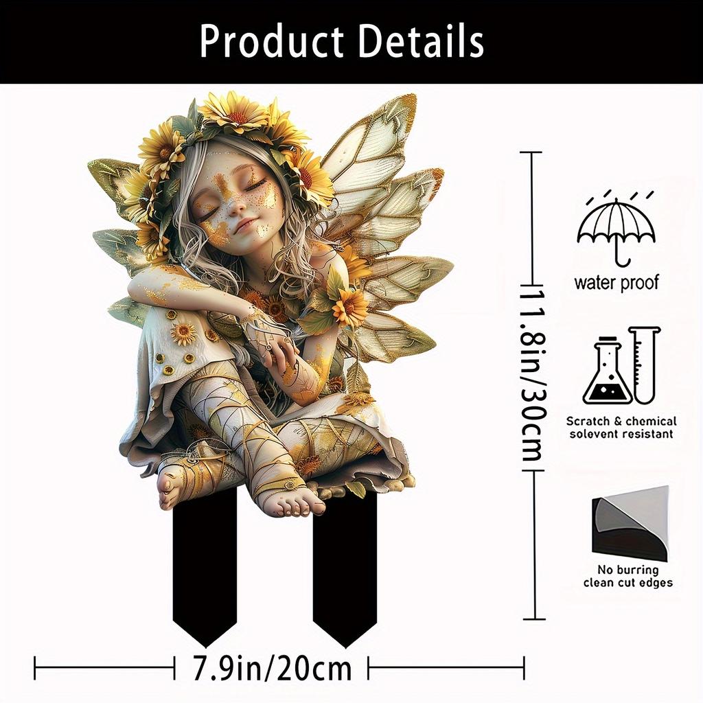 Акриловый садовый колышек «Подсолнух» — 11,8x7,9 дюймов, бохо-шик, украшение для двора, цветочный горшок, уличная вывеска «Ловец солнца»