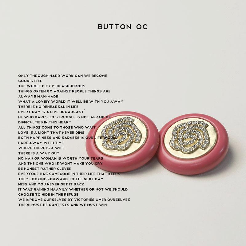 5Pcs Metal Diamond Rose Button Resin Edge Clothes Button Xiaoxiang Celebrity Suit Jacket Button