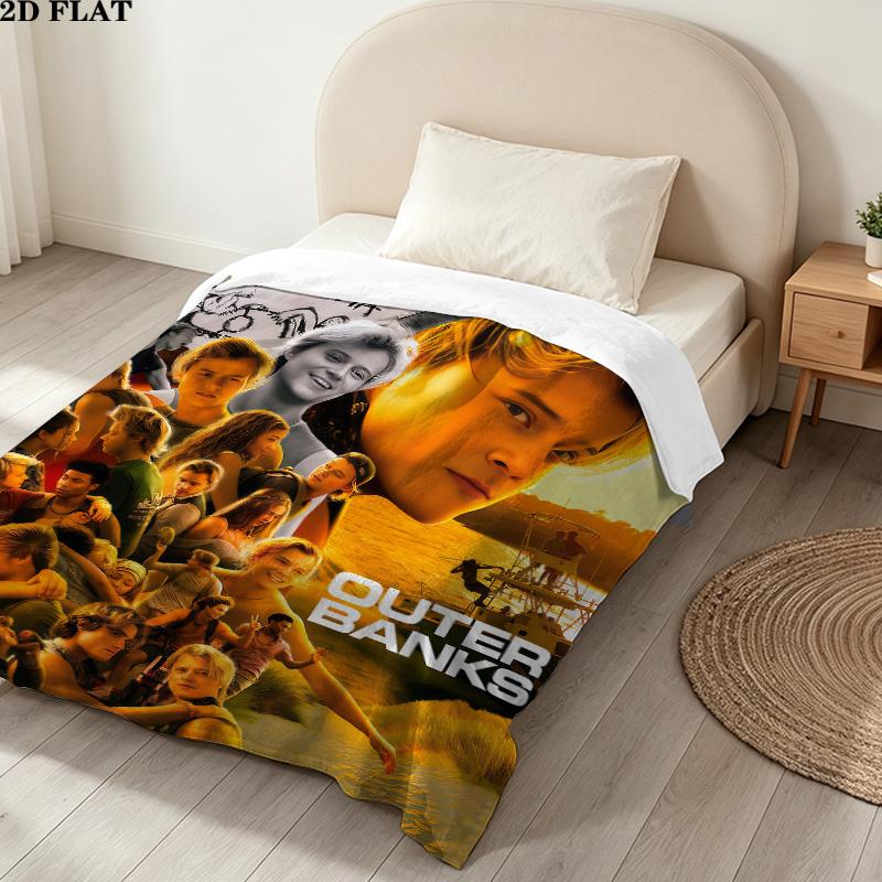 1PC Outer Banks Patterned Flannel Blanket Suitable For All Seasons For Home Decor Warmth And Comfort Gifts Holiday Present