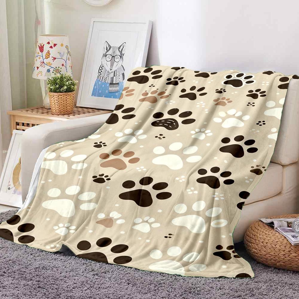 Paw Prints Flannel Blanket Throw Blanket Soft Warm Sofa Bed Camping home Decor Unique Christmas Gift C9261811