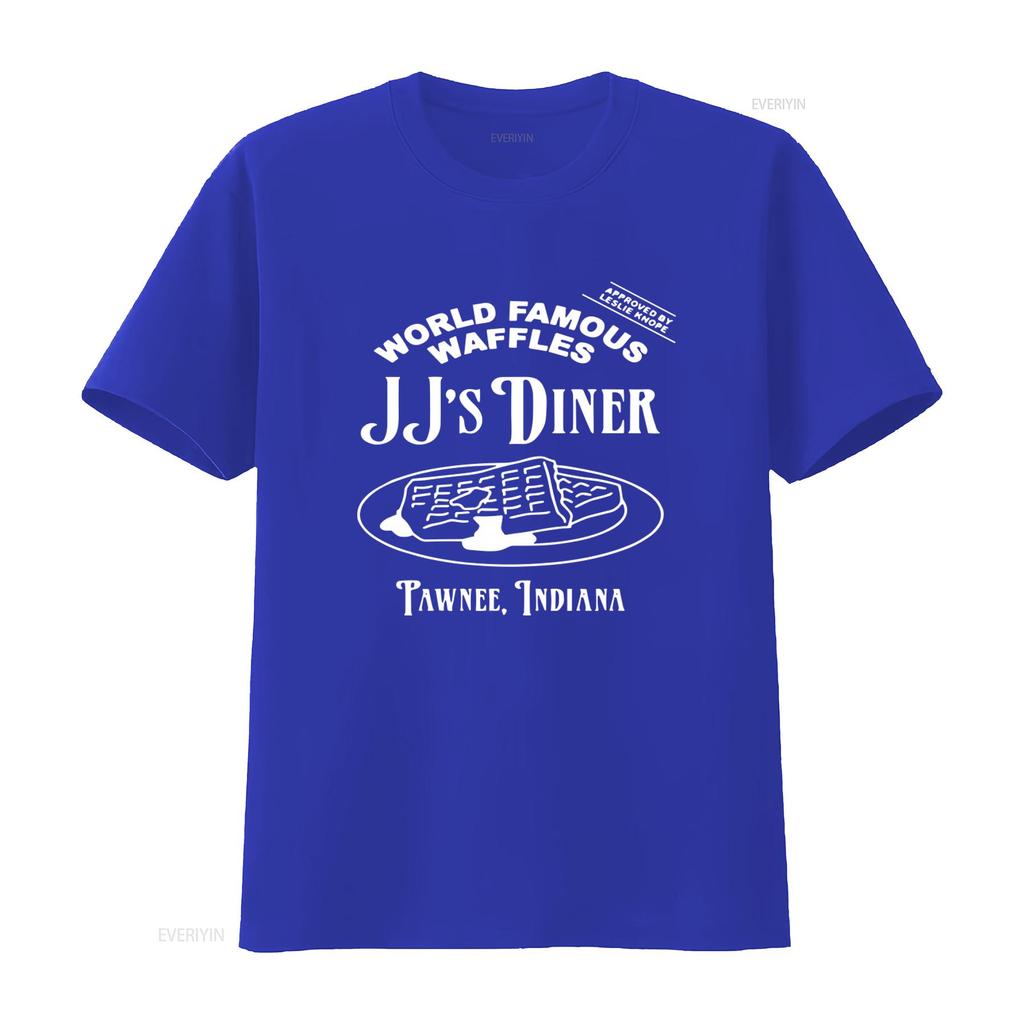 JJs Diner Indiana World Famous Waffles by Leslie Knope Parks and Rec T Shirt vintage Washed Versatile Breathable Casual