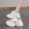CRLAYDK Designer Chunky Sneakers for Women Platform Leather Lace Up Sport Dad White Shoes Wedge Casual Lady Walking Tennis