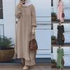 Muslim Women's Arabic Style Two-Piece Long-Sleeved Shirt and Trousers Suit for Spring and Autumn