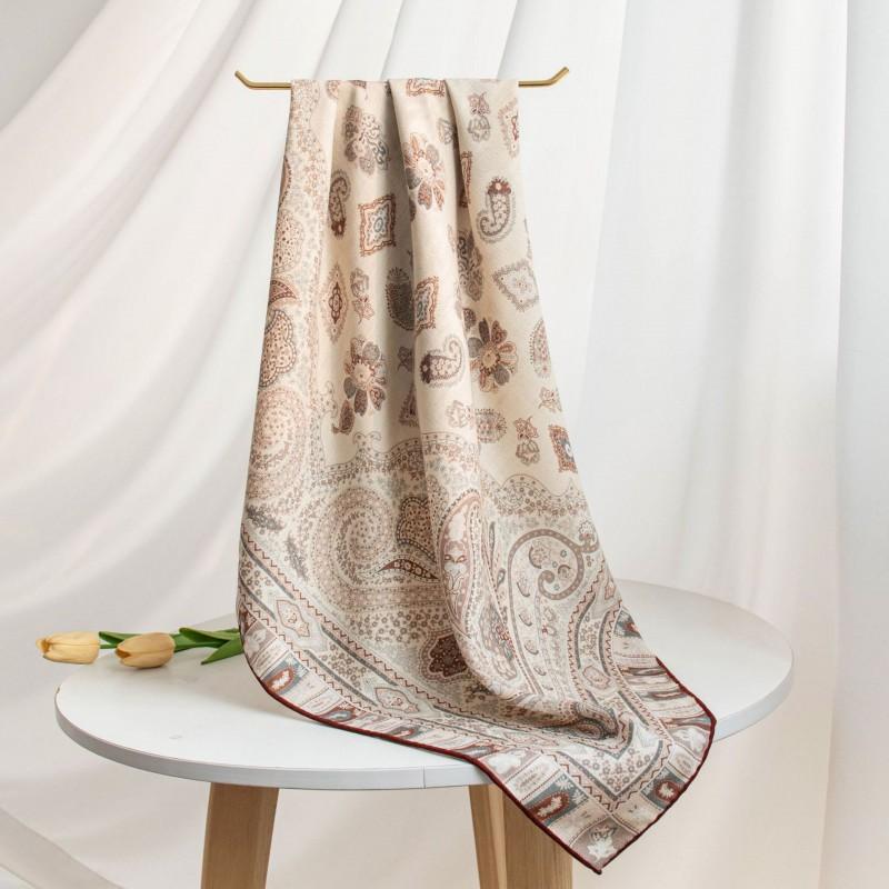 Paisley Old Money Silk Wool Scarf Womens Square Necktie