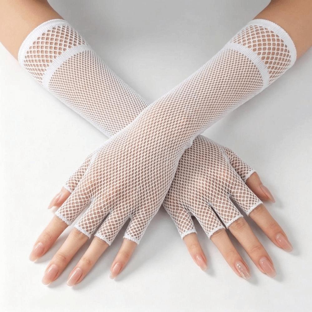 Stretch Women's Fishnet Gloves Punk Style Arm Warmer Gloves Sexy Girl's Long Gloves Cosplay Use