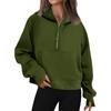 Women's Hoodies Solid Color Loose Short Half Zip Pockets Thumb Hole Long Sleeve  Pullover Sweatshirts