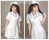 Socpuro Halloween Cosplay Nurse Cute Nurse Hat and Dress Erotic Round Collar Dress with Sexy Popular for Halloween and Christmas Costume, Set, Style,