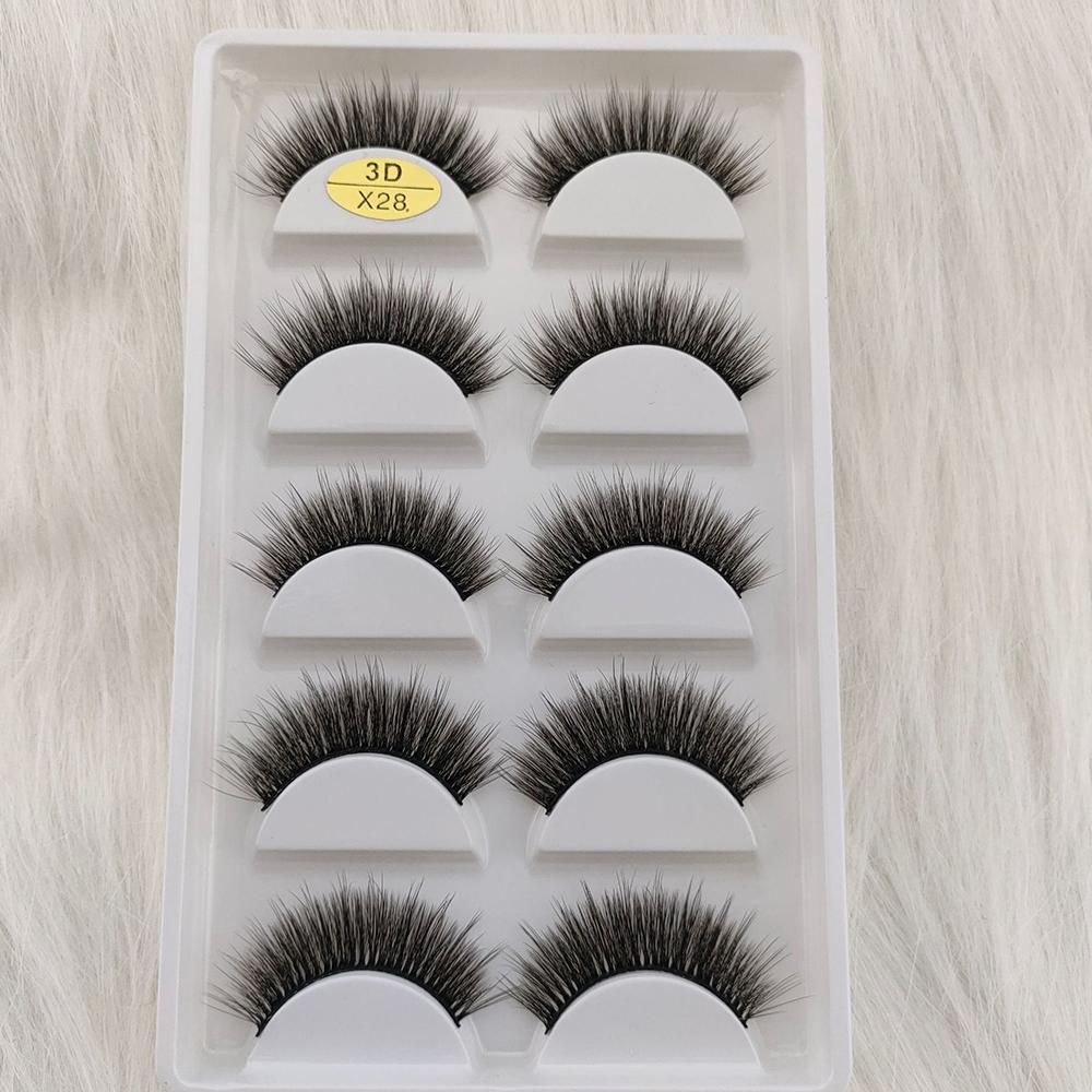 3D Норковые Накладные Ресницы 5 Пар Пушистые Объемные Ресницы с Эффектом Легкости Натурального Вида Полоски Пучки для Вечеринки Ежедневного Натурального Макияжа