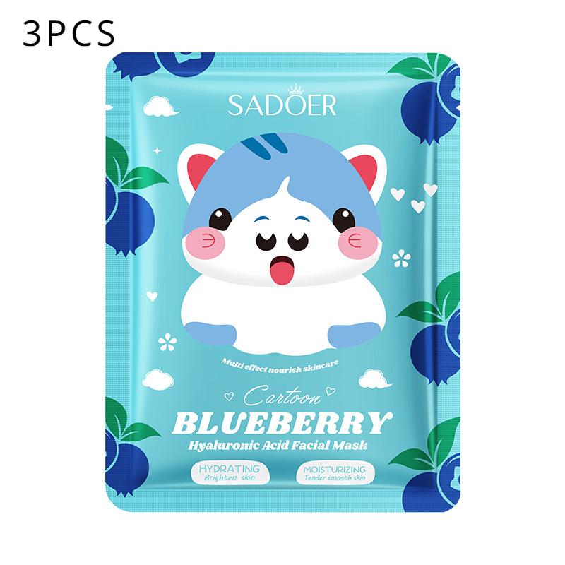 Sadoer Blueberry Hyaluronic Acid Hydrating Cartoon Mask Moisturising Mask