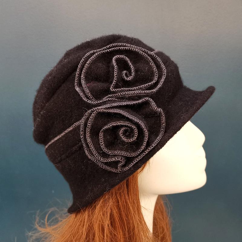 Flower New Section 100% Wool Hat Autumn Winter Middle-aged Female Soft Hat Women European Tide Dome Felted Mummy Thought Hat