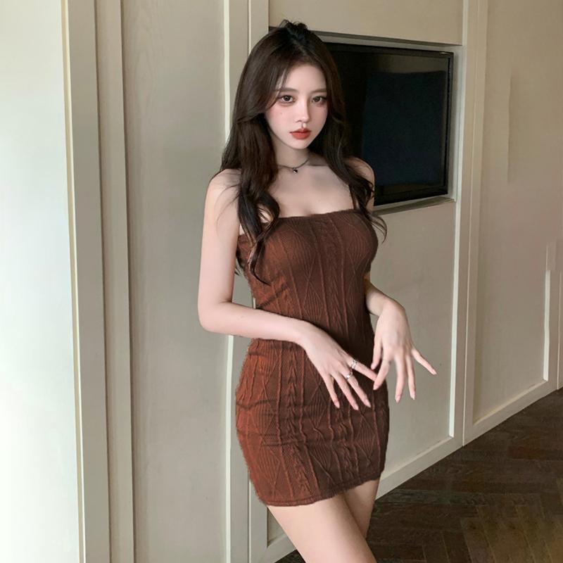 Облегающее Сексуальное Летнее Ретро Платье без Рукавов Женское Универсальное Платье-Слинг