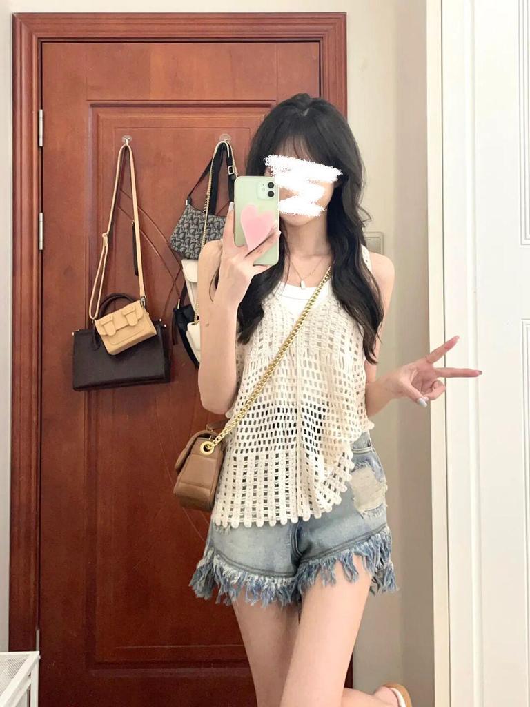 Women's Hollowed-Out Knit Vest - Summer 2025 Trendy French Design