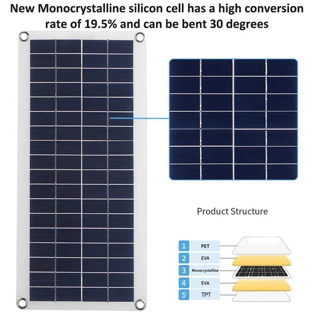 12V Flexible Solar Panels For Outdoor Cell Phone Car RV Camping Mountaineering Hiking Boat Charging Tools Home Solar Power