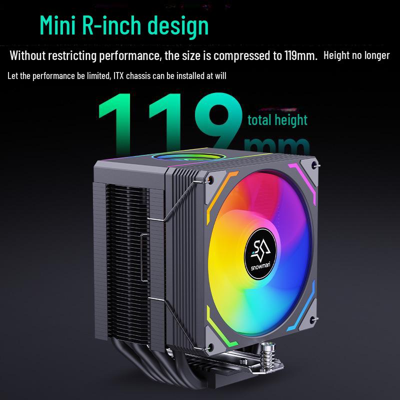 Бесшумный процессорный кулер SNOWMAN Bingman MX96, 6 тепловых трубок, воздушное охлаждение, совместим с 1700, X99, AMD и 2011.