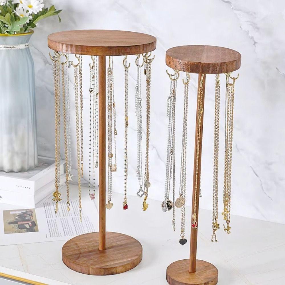 Подставка для ювелирных изделий из цельного дерева, подвесная стойка для хранения ювелирных изделий, подвеска на цепочке