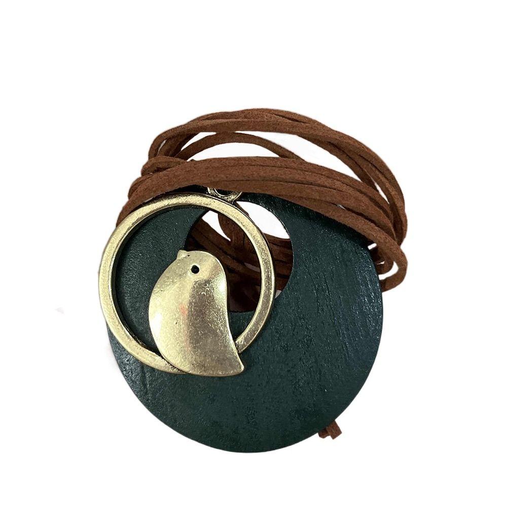 Jewelry Handmade Bohemia Wooden Necklace Velvet Chain Bird Pendant