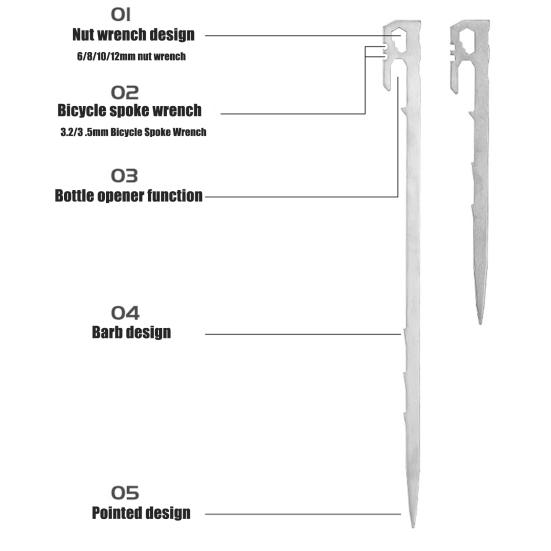 6Pcs 20/35CM Camping Tent Stake Heavy Duty Stainless Steel Multi-functional Outdoor Garden Yard Tarp Canopy Windproof Ground Spike Metal Tent Peg