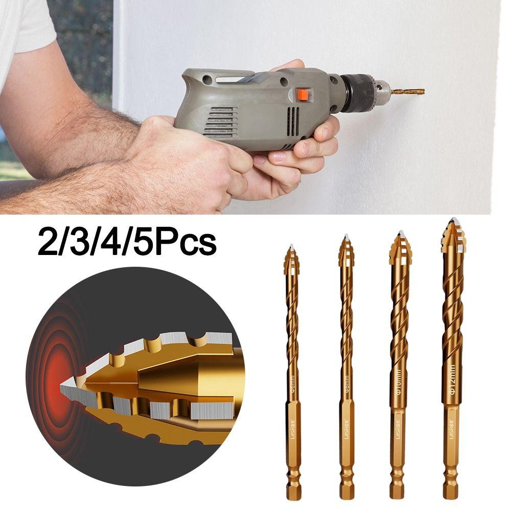 2/3/4/5Pcs Skewed Head Tile Drill Bit Four-Edged Concrete Drill Bit Set Drilling Tool