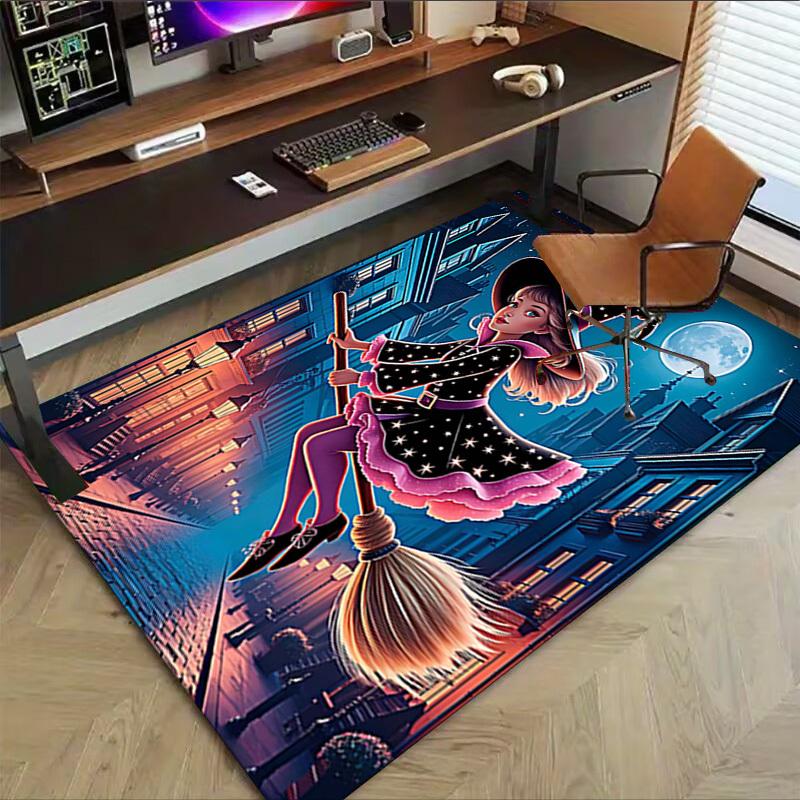 1PC witch broomstick Non-Slip Floor Carpet Compatible for Office&Living Room&Bedroom&Dining room - Flat-Weave Machine-W296