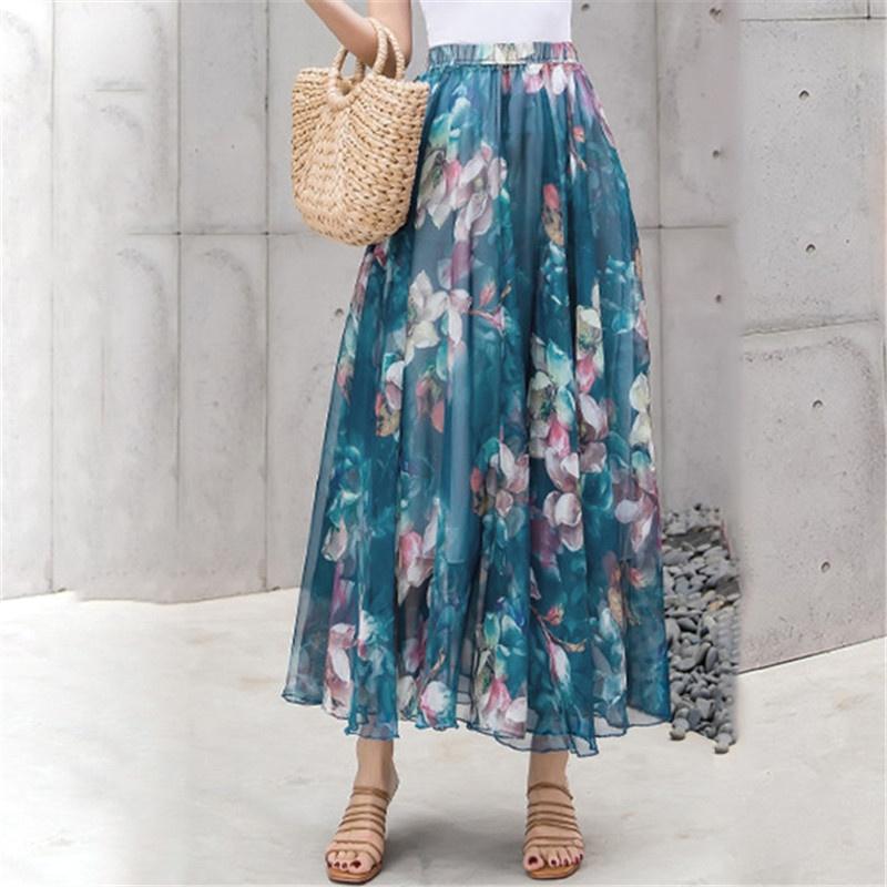Tooxika Chiffon Skirt, Floral Holiday Style Beach Skirt