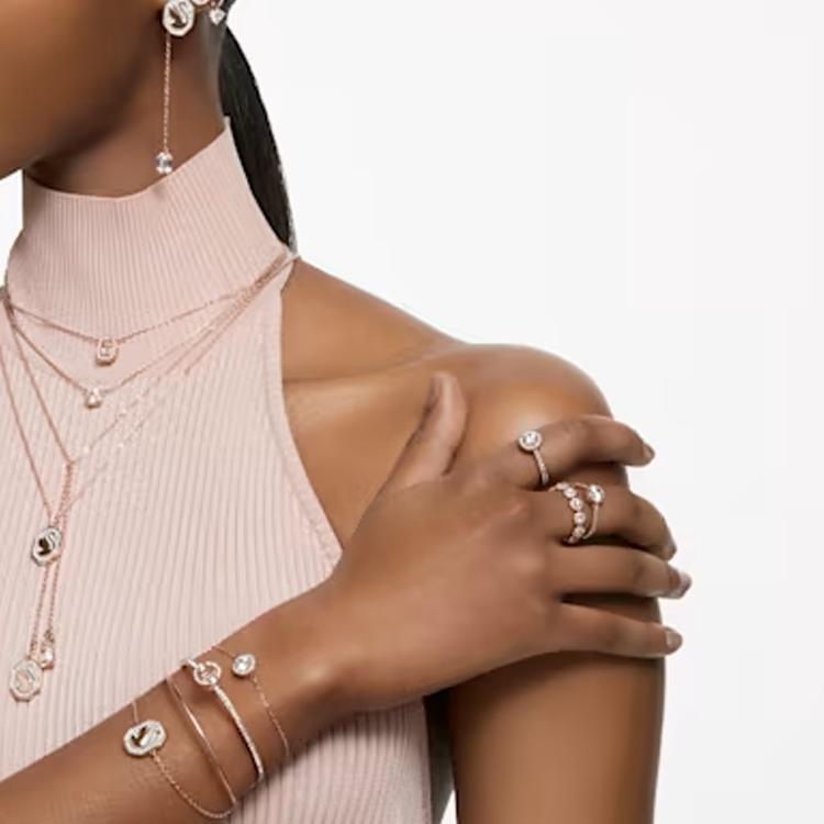 Swarovski Ангельское кольцо с круглым бриллиантом из розового золота для женщин 5636274