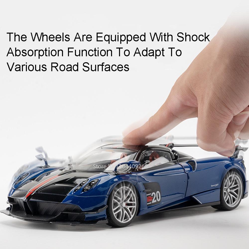 1:18 Большой Размер Pagani Huayra BC GTR Литой Металлический Модель Автомобиля Игрушечные Транспортные Средства Звук Свет Амортизация Модели Подарки для Детей