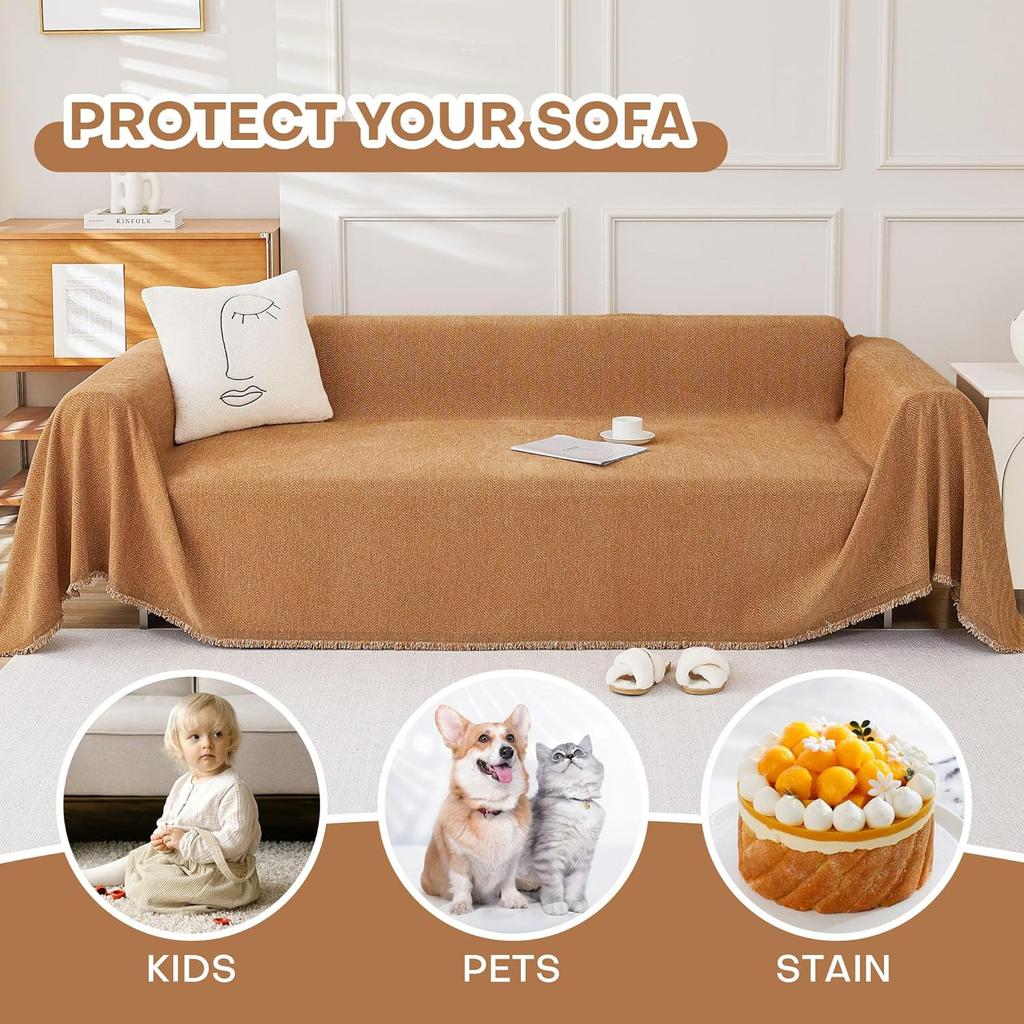 Чехол для дивана Boho Чехол для дивана Гостиная Мягкий чехол для домашнего животного с кисточками Моющиеся чехлы для дивана Синель Защитное одеяло Стильный