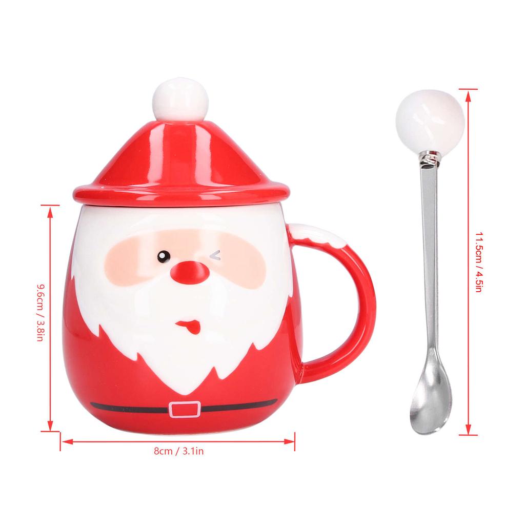 Рождественская чашка большой емкости, 450 мл, керамическая чашка для чая, молока, кофейная кружка с крышкой, ложка для дома