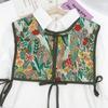 Floral Printed Women Embroidered Vest Vintage Lace Up Waistcoat Fashion Fake Collar Capelet  Girls