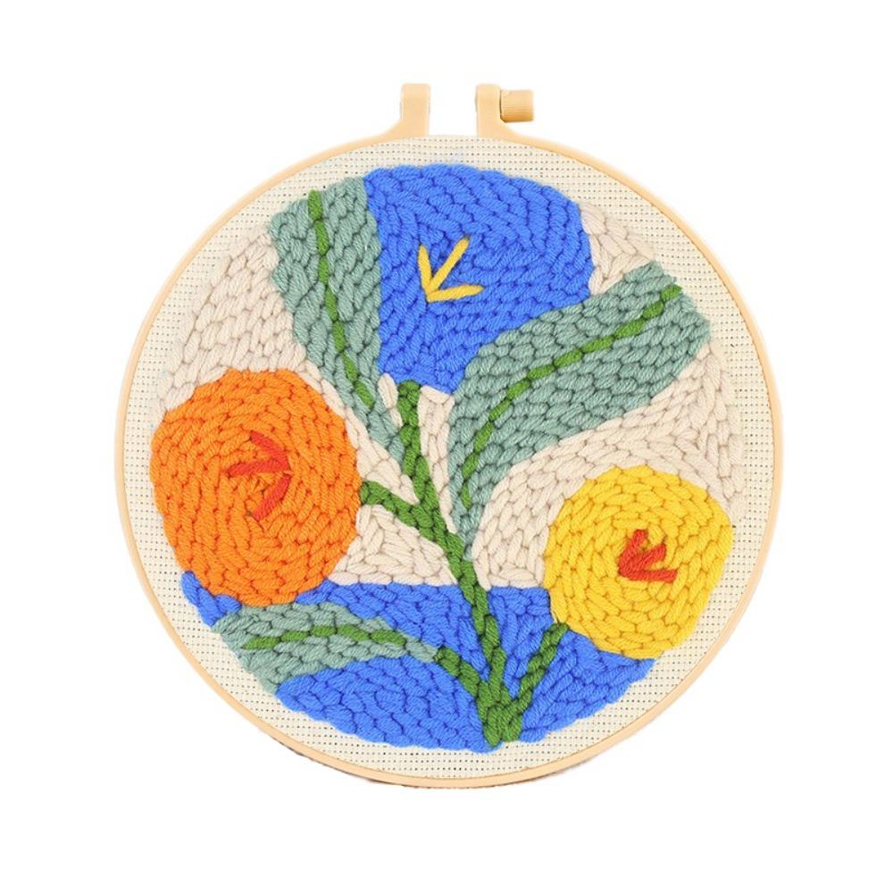 Handmade Punch Needle Set Flower Pattern Rug Punch Embroidery Starter Kit  Educational Toys