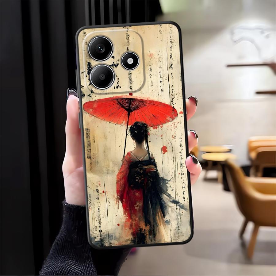 Мультяшный Ретро Девушка Чехол для Телефона для Xiaomi Redmi Note 14 14C K80 13 Pro Plus A4 A5 9 8 7 10 A3 A1 12C 13C 12 11 K40 A1 A2
