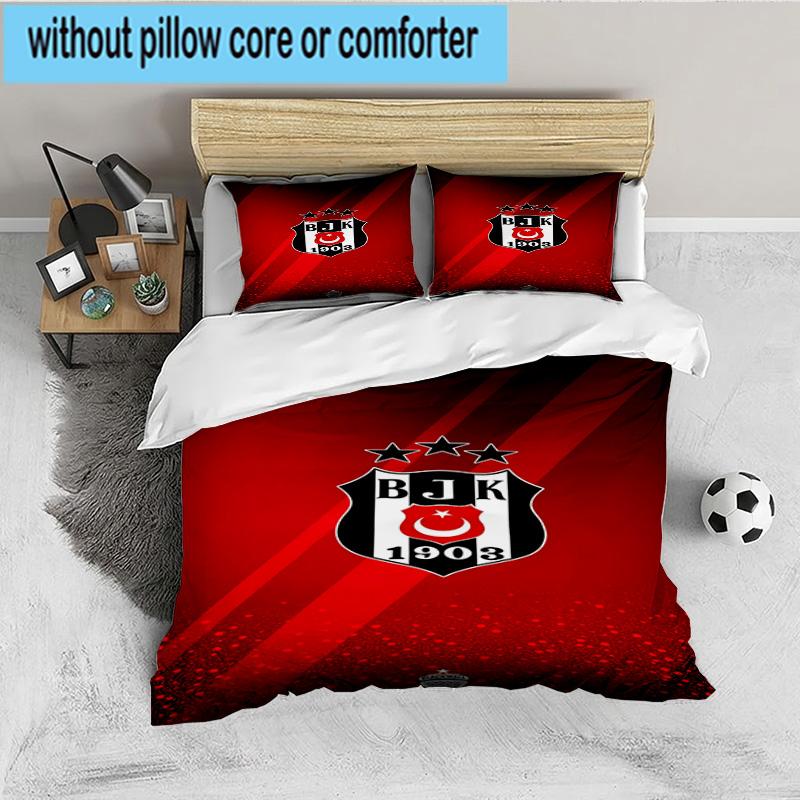Besiktas Istanbul Football Club 3PCS Bedding set,Ideal for 1pc Duvet Cover And 2pcs Pillowcases Perfect for Fan gift,Ideal for Bedroom, Dormitory