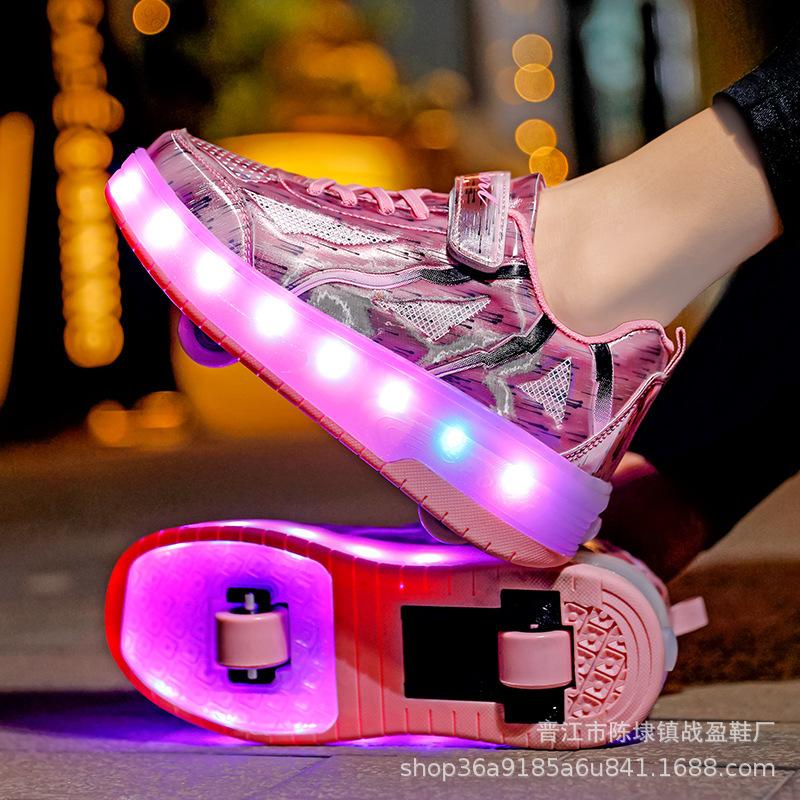 Новые универсальные двухколесные одноколесные среднего размера синие с колесами со шкивом разгонные башмаки липучки колеса туфли легкие башмаки