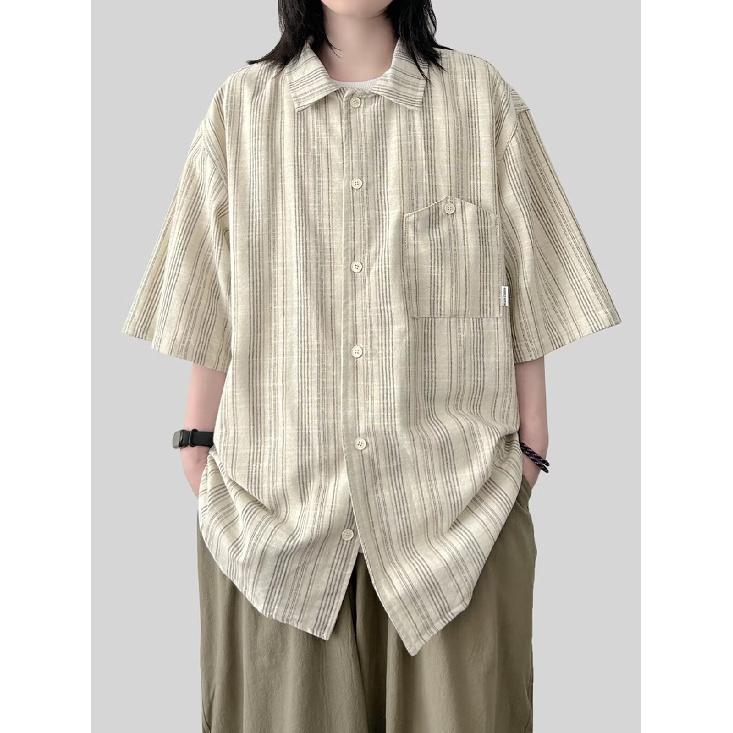 Мужская рубашка с короткими рукавами и буквами в японском стиле Гонконга, свободная рубашка для мужчин и женщин, летняя модная универсальная повседневная куртка