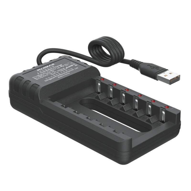 PUJIMAX 8-слотовый USB-выход Быстрая зарядка Зарядное устройство для аккумуляторов Защита от короткого замыкания Подходит для перезаряжаемых аккумуляторов AA/AAA/Nimh
