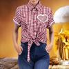 Традиционная женская повседневная клетчатая рубашка с коротким рукавом для пивного фестиваля
