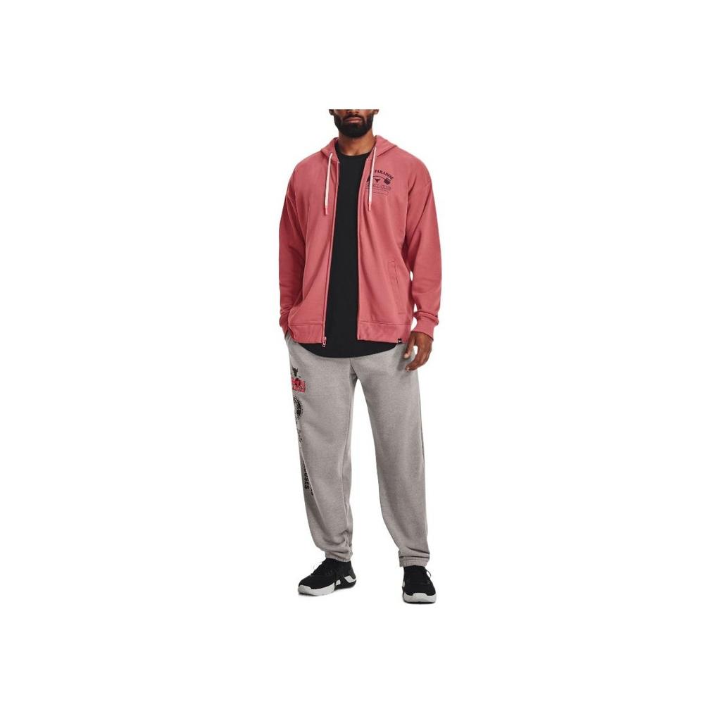 Under Armour Однотонная куртка с логотипом на молнии с капюшоном, мужская куртка, розовая 1376051-600